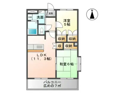 コンフォース荒井(2LDK/3階)の間取り写真