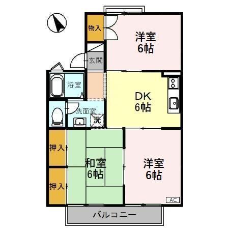 セジュール都A棟(3DK/1階)の間取り写真