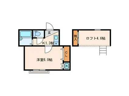 ボナール西荻(1K/2階)の間取り写真