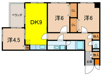 フェリス御影(3DK/1階)の間取り写真