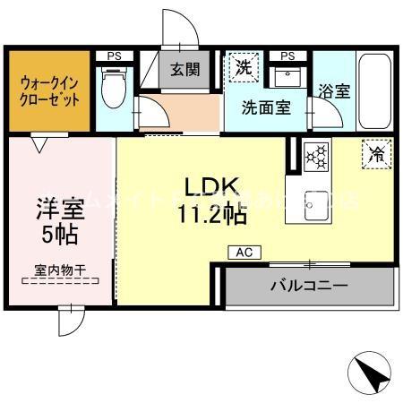 D-AVANCE 柱六番町I(1LDK/2階)の間取り写真