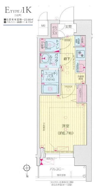 プレサンス谷町九丁目ディセオ(1K/2階)の間取り写真