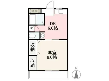 ドリームタカオ(1DK/2階)の間取り写真