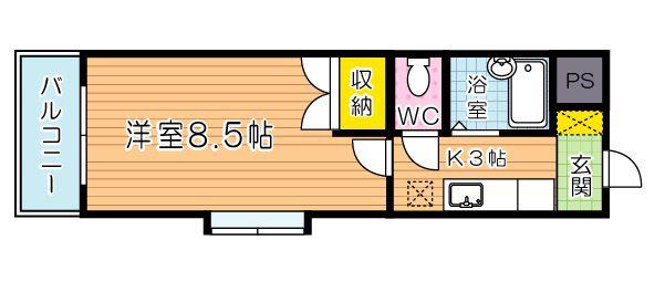 RISO到津(1K/11階)の間取り写真