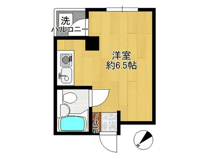 ルートアイ(ワンルーム/2階)の間取り写真