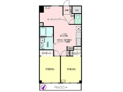 ハイツイチノC(2LDK/4階)の間取り写真