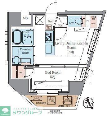 ラグゼナ北千住II(1LDK/6階)の間取り写真