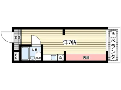 サンハイツ白鳩P-1(ワンルーム/4階)の間取り写真