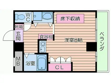 88堂島ウィング(1K/4階)の間取り写真
