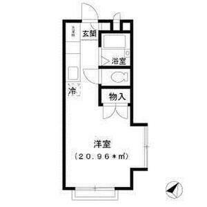 晴空萬里(ワンルーム/1階)の間取り写真