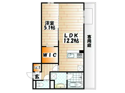 HABITAT YOSHINO(1LDK/1階)の間取り写真