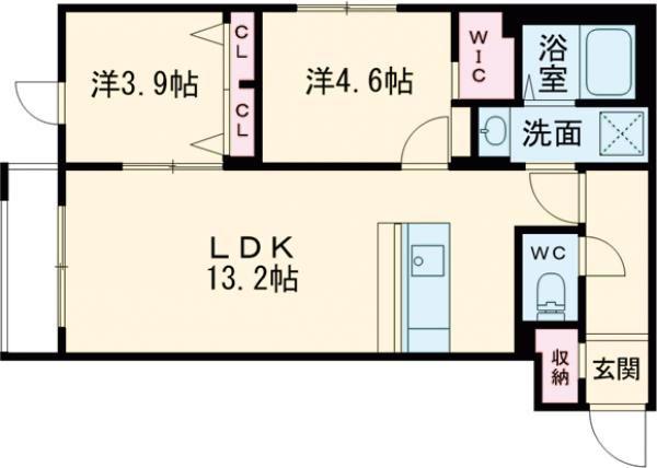 ヴェルデオーロ住吉(2LDK/4階)の間取り写真
