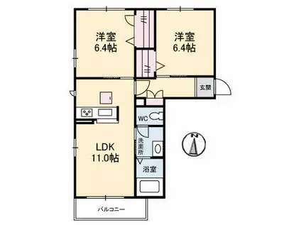 グランドレガシーG棟(2LDK/3階)の間取り写真