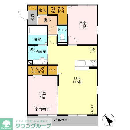 クレストール北館(2LDK/2階)の間取り写真
