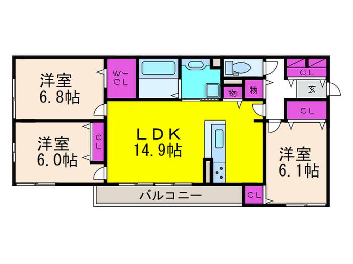 ベルセレッソ・古曽部(3LDK/2階)の間取り写真