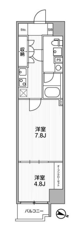 WEAVE BASE -ITABASHI HONCHO(2K/7階)の間取り写真