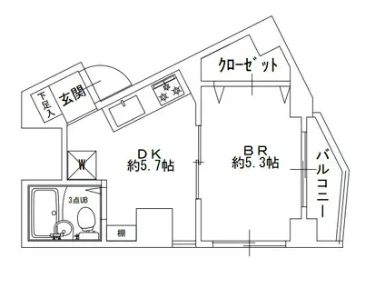 町屋プレイス(1DK/4階)の間取り写真