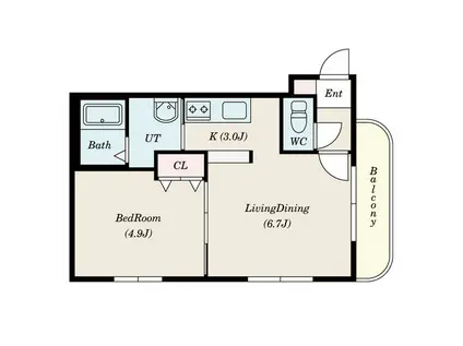 シリパ澄川2-2(1LDK/4階)の間取り写真