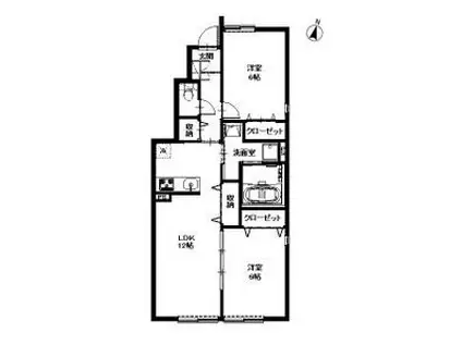 コンフォール片坪(2LDK/1階)の間取り写真