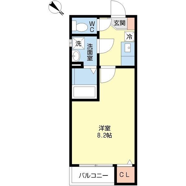 シャムロック熱田W(1K/1階)の間取り写真