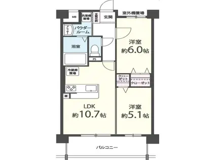 M.Rレジデンス博多(2LDK/2階)の間取り写真
