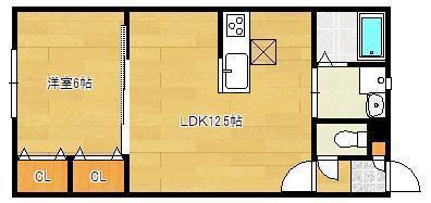 MOON赤坂A棟(1LDK/1階)の間取り写真