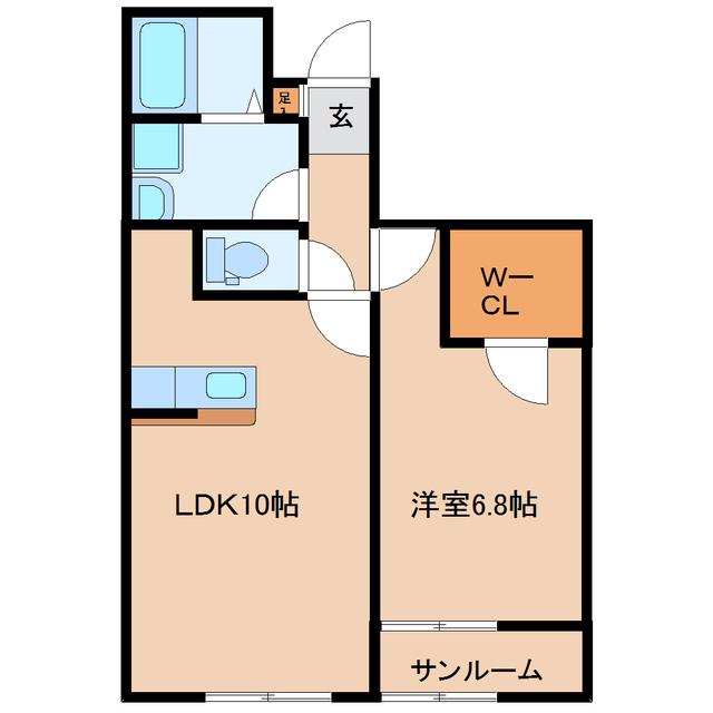 アスイズC(1LDK/1階)の間取り写真