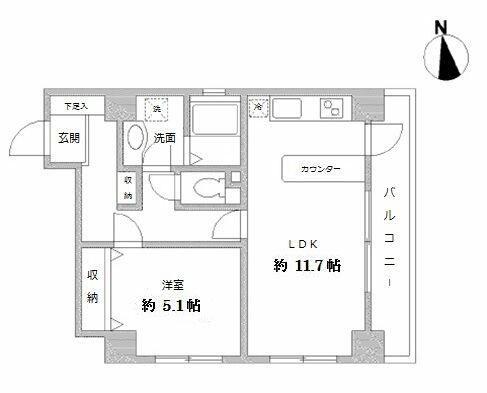 ラクラス田原町(1LDK/2階)の間取り写真