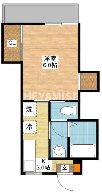 コーポ岩屋(1K/2階)の間取り写真