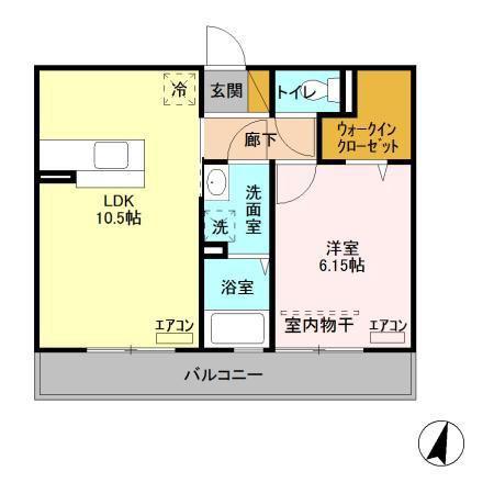 シエルブルー(1LDK/2階)の間取り写真
