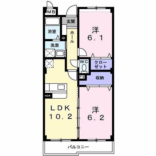 ブリリアンス(2LDK/3階)の間取り写真