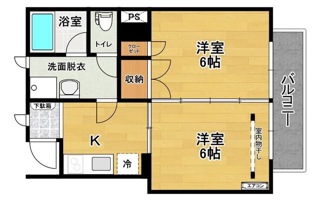 ガーデンテラス細沼A(2K/3階)の間取り写真