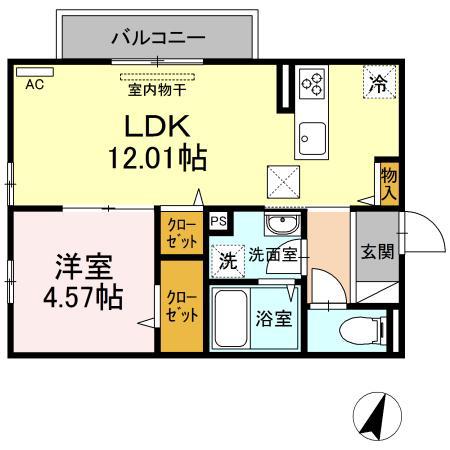 ハミングバード牛島(1LDK/1階)の間取り写真