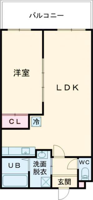 SGB浜町(1LDK/9階)の間取り写真