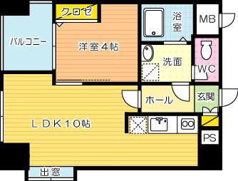 ウィングス砂津(1LDK/7階)の間取り写真
