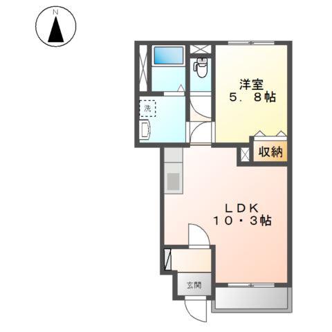 ヴァンベール臼杵(1LDK/1階)の間取り写真