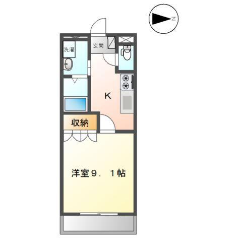 ボナールB(1K/1階)の間取り写真