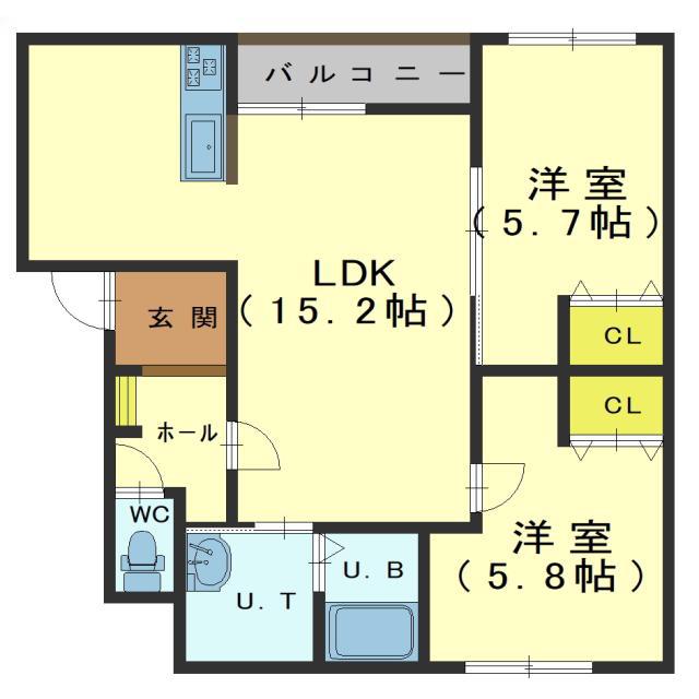 STELLA桔梗ステラ桔梗(2LDK/4階)の間取り写真