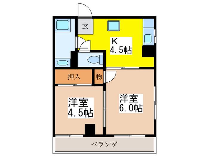 マンション司(2K/2階)の間取り写真