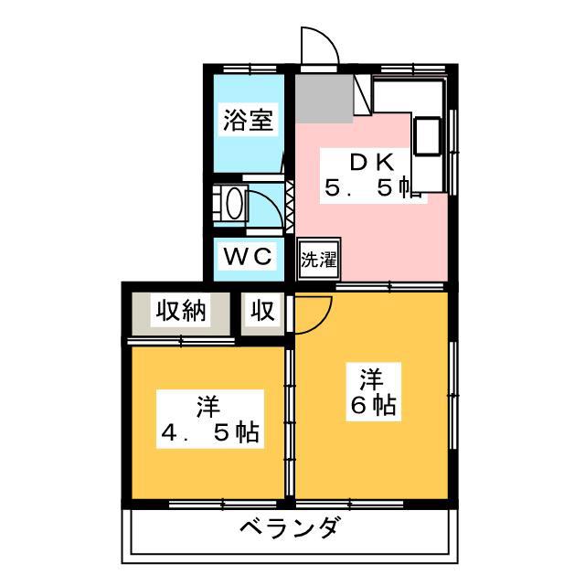 スイートハイツ(2DK/2階)の間取り写真