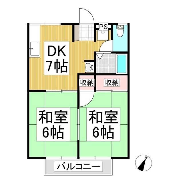 フレール桜B棟(2DK/2階)の間取り写真