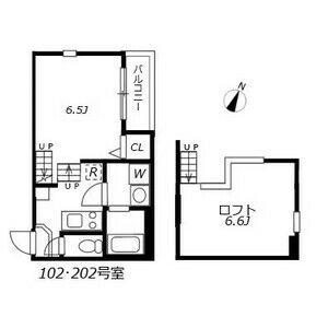 ハーモニーテラス白子町(1SK/2階)の間取り写真