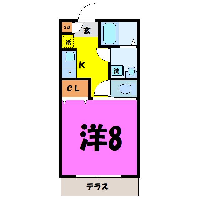 MIKIハイツII-D(1K/1階)の間取り写真