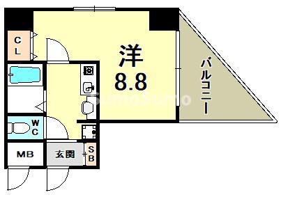 ロイヤルヒル神戸三ノ宮II(1K/7階)の間取り写真