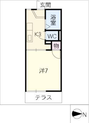 TOWN若草(1K/1階)の間取り写真