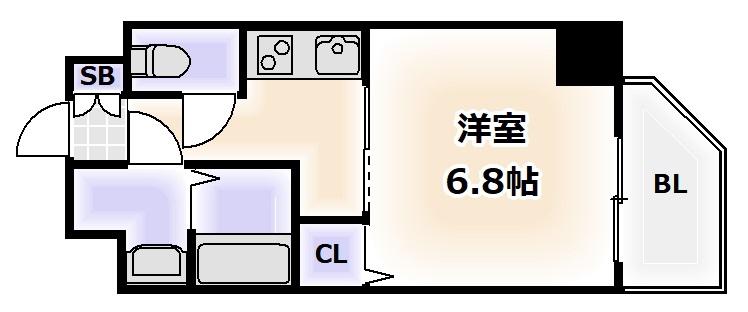 W-STYLE難波(1K/10階)の間取り写真