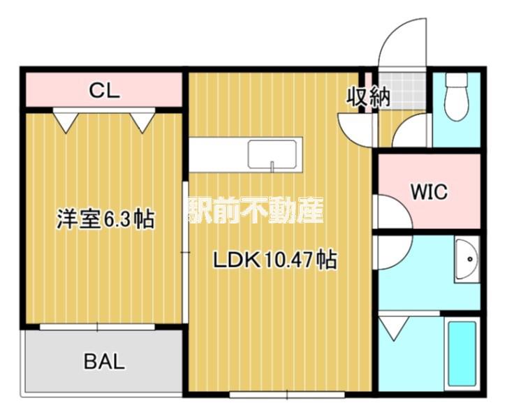 L-BLOOM御井(1LDK/2階)の間取り写真