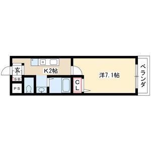 プリムローズマンション(1K/3階)の間取り写真
