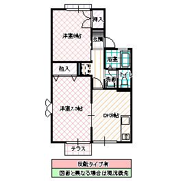 ベルエールA棟(2DK/1階)の間取り写真