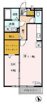 長久手ハイツ(1LDK/1階)の間取り写真